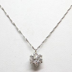 《Pt900/Pt850天然ダイヤモンドネックレス》J 1.3g 41.5cm 1.00ct pearl necklace ジュエリー jewelry EC5/EC5