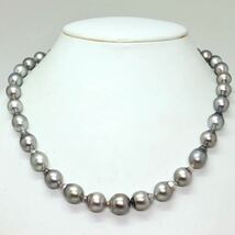 《南洋黒蝶真珠ネックレス》J ◎52.6g 47cm 8.5-11.5mm珠 真珠 pearl necklace ジュエリー jewelry EB0/EB0★_画像2