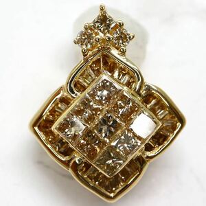 《K18天然ダイヤモンドペンダントトップ》J 約1.3g 0.50ct diamond emerald pendant jewelry EA3/EA4