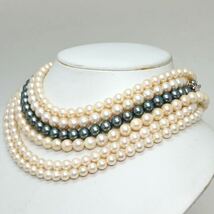 《アコヤ本真珠ネックレス6点おまとめ》F 約195g pearl パール necklace ジュエリー jewelry EB1_画像3