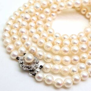 《アコヤ本真珠ロング2連ネックレス》J 6.5-7.0mm珠 83.5g 64cm pearl necklace ジュエリー jewelry EA0/EA6