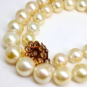 大珠!!《K14 南洋ゴールデンパールネックレス》J 11.0-13.0mm珠 74.1g 45cm pearl necklace ジュエリー jewelry ED5/FA