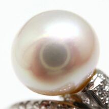 《Pt900 天然ダイヤモンド付き本真珠リング》J 5.8g 9号 0.16ct 指輪 diamond ring pearl パール jewelry ジュエリー EB6/EB6_画像6