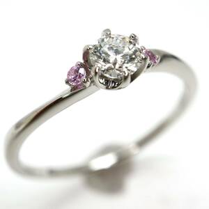 《Pt950 天然ダイヤモンド/カラーストーンリング》J 2.1g 11号 0.207ct 指輪 diamond ring jewelry ジュエリー BJ1/BJ1