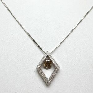 《K18WG天然ブラウンダイヤモンド/天然ダイヤモンドネックレス》J 約4.2g 約45cm 0.40ct 0.16ctジュエリー jewelry necklace EC2