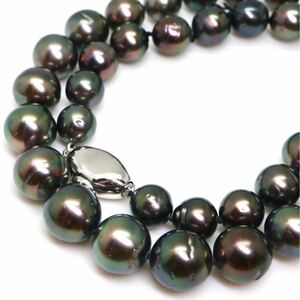 《南洋黒蝶真珠ネックレス》J 61.0g 47cm 8.5-11.0mm珠 黒蝶 パール pearl necklace ジュエリーjewelry EE5/EE5