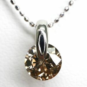《Pt900/Pt850天然ブラウンダイヤモンド一点留めネックレス》J 2.6g 46cm 0.918ct diamond necklace ジュエリー jewelry EB1/EC9