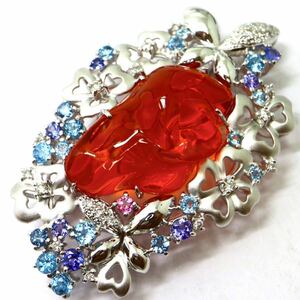 豪華!!《K18WG天然オパール/天然ダイヤモンド/天然カラーストーンブローチ》J 約18.0g diamond broach opal jewelry FA2/FA3