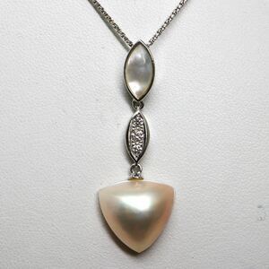 TASAKI(田崎真珠)《K18WG マベパール/天然ダイヤモンドネックレス》J 約5.4g 約45cm D0.08ct diamond necklace jewelry EC8/EC8