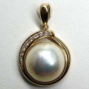 TASAKI(田崎真珠)《K18 マベパール/天然ダイヤモンドペンダントトップ》J 約5.0g パール pearl diamond pendant ジュエリー EC1/ED1