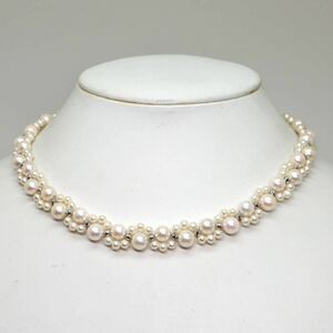 《K14WG アコヤ本真珠/淡水パールネックレス》J 約30.3g 6.5mm珠 約41cm pearl ジュエリーjewelry EA5/EA5