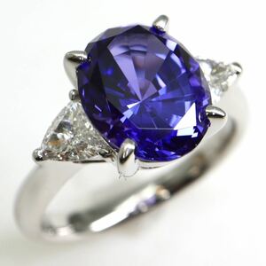 CrescentVert(クレサンベール)《Pt950 ヴァイオレット/天然ダイヤモンドリング》J 約6.9g 11号 0.26ct ring 指輪 sapphire EC6/EC7