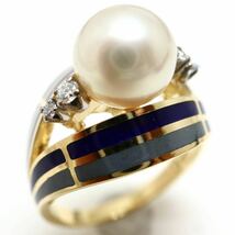 MIKIMOTO(ミキモト)《K18 天然ダイヤモンド/アコヤ本真珠リング》J 9.5号 6.8g diamond jewelry ring パール pearl ジュエリー ED7/ED7_画像1