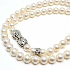 MIKIMOTO(ミキモト)パーツ付き!!良質!!《K18アコヤ本真珠ネックレス》F 約6.5-7.0mm珠 約31.8g 約43cm pearl necklace jewelry ED0/ED0