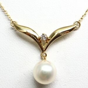 MIKIMOTO(ミキモト)《K18天然ダイヤモンド/アコヤ本真珠ネックレス》F 約2.5g 約42cm 19.7×20.0mm pearl necklace jewelry EA5/EA5