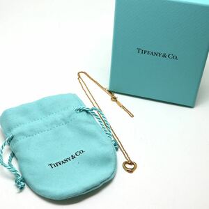 TIFFANY&Co.(ティファニー)箱付き!!《K18(750) 天然ダイヤモンド付 オープンハートネックレス》F 3.0g 約40cm ペレッティ necklace ED0/ED4