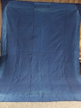 色ムラある青系中厚藍木綿古布・長い5幅繋ぎ・210×164㌢・重630g・リメイク素材_画像2