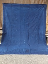 色ムラある青系中厚藍木綿古布・長い5幅繋ぎ・210×164㌢・重630g・リメイク素材_画像6