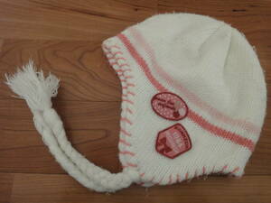 HUSHUSH HusHush pink × white knitted cap (52~54cm) girl for children Kids 