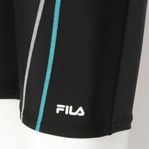 9号 Mサイズ 新品 FILA セパレーツ フィットネス水着 黒×青 めくれ防止　袖付き レディース 半袖 フルジップタンキニ水着 送料無料_画像5