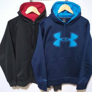 A109 まとめ売り！ 2点セット！ UNDER ARMOUR アンダーアーマー Lサイズ パーカー プルアップ ジップアップ ブラック ブルー メンズ