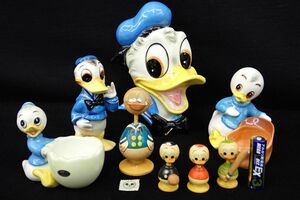 ●昭和レトロ ディズニー ドナルドまとめて 陶器 木製●Disney/保管品/消費税0円