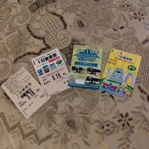 1日乗車券　使用済み　4枚　　大阪メトロ、1日バス券