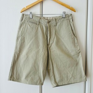 H6844cL Dickies ディッキーズ サイズ33 (83cm) M位 ハーフパンツ ショートパンツ 綿100% コットンパンツ ベージュ メンズ 古着