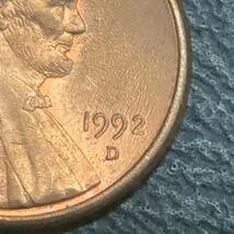 【PE3】1992 D　1セント　　硬貨　 アメリカ　レア コイン　複数の誤り, ワイドAMエラー, 両面ダブルダイエラー 本物_画像3