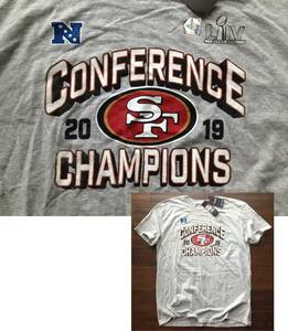 【既決USA】 NFL ★サンフランシスコ ・ 49ers@完売胸元【SF】ロゴ入【SF 49ers 2019 Conference Champions Short Sleeve Tee】 Grey @@2XL