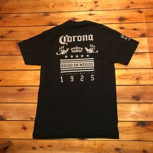 コロナビール　Tシャツ Corona バックプリント　JERZEES プリントTシャツ　ブラック　Mサイズ