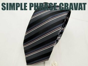 【ナロータイ特集】OB 278 シンプル フレーズ クラバット SIMPLE PHRASE CRAVAT ナロータイ グレー系 ストライプ柄 ジャガード