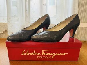 salvatore Ferragamo サルヴァトーレ フェラガモ パンプス ヒール 靴 チャコールグレー サイズ7 約24.5cm 