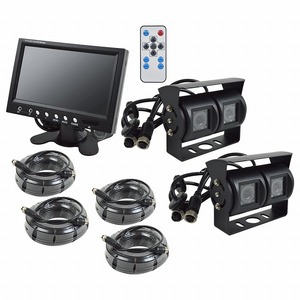 [7 point set ]12V noise prevention wiring 4 screen 7 -inch on dash monitor & night vision LED CCD twin lens camera 2 piece 20m extension cable attaching 