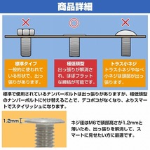 ナンバーボルト 盗難防止 スズキ アルト ラパン ジムニー シエラ ハスラー ソリオ スペーシア ワゴンR スイフト エブリィ 薄型 極低頭 4本_画像3