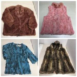 【レディース 毛皮 ロング ベスト コート 4点まとめて ラビット etc 表記サイズ F XXL 16 USED real fur】