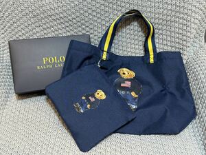 【未使用】ラルフローレン エコバッグ トートバッグ ポーチ付き ポロベア ネイビー/POLO RALPH LAUREN