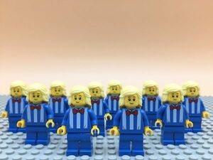 V7　レゴ　ミニフィグ　金髪ロングヘアー・蝶ネクタイ　10個セット　新品未使用　LEGO社純正品