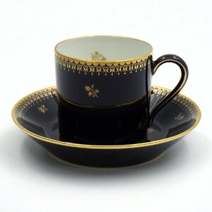 1円～ Sevres セーブル ファットブルー 金彩小花 カップ＆ソーサー 計2点 y73-2377309【Y商品】