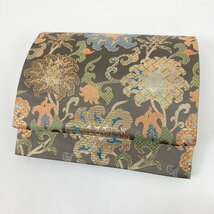 1円～ 袋帯 龍村晋謹製 華 花柄 金銀糸 全通 正絹 ブラウン ゴールド 帯丈452cm 帯幅31.5cm y07-2425536 【Y商品】和装 着物 1_画像3