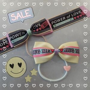 ☆ワンコインSALE☆ロゴリボンヘアゴム2点セット