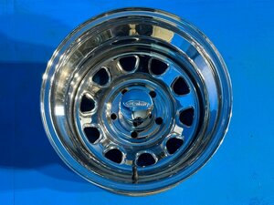 メーカー不明 デイトナ風 社外 メッキ スチールホイール 1本のみ 15インチ 10.0J センターキャップ付 U.S.WHEEL MADE IN USA