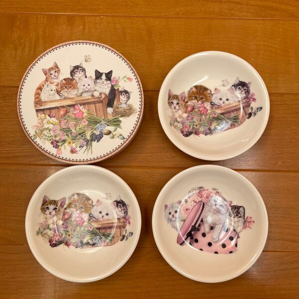 リアル 猫 ネコ 小皿 陶器 3個セット