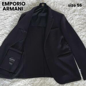 【超希少3XL】EMPORIO ARMANI テーラードジャケット ブラック 黒 size 56 大きいサイズ ビッグサイズ ２つボタン 2B エンポリオアルマーニ