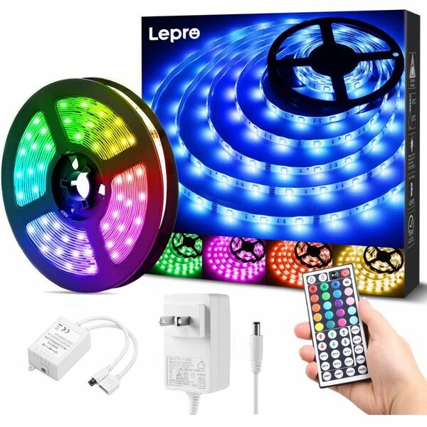 Lepro LEDテープライト 防水 RGB 5m 150連 SMD5050 DIY マルチカラー
