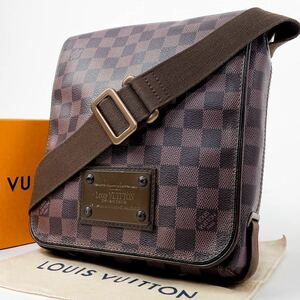 1円 美品 LOUIS VUITTON ルイヴィトン ダミエ ブルックリンPM ショルダーバッグ 斜め掛けショルダー N51210 エベヌ ブラウン 