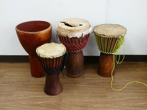 www14 ジャンベ 民族楽器 打楽器 まとめて 4点 ジャンク アフリカ 太鼓