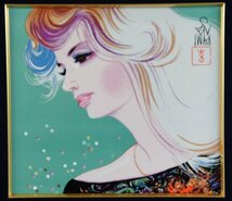 ggg338 (再) 工芸　日本画家 岩田専太郎 彩髪 陶板 陶額 美人画 人物画_画像3