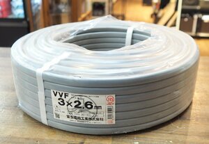 未使用品 富士電線工業 VVFケーブル 3×2.6mm 100m 灰色 3心 住宅および建築物の屋内配線、エアコン用配線など 2033802