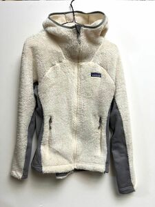 Patagonia パタゴニア　フリースフード付き　レディス　白×灰色